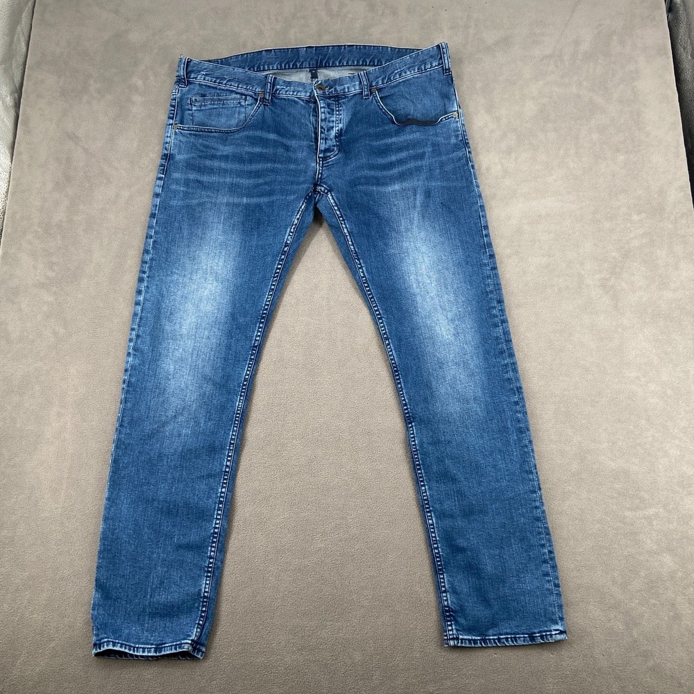 Armani Jeans Mens 40 Blue Medium Wash Denim Cotton Slim Fit Skinny Leg Low Rise